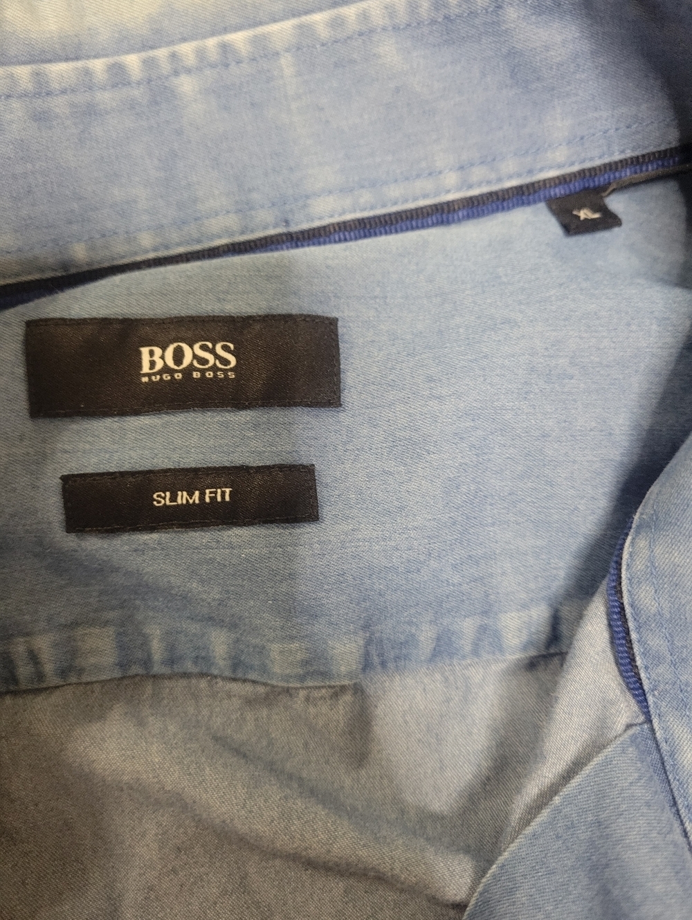 Hugo BOSS Light Blue Casual Button-Down Denim Shirt - Picture 3 of 4